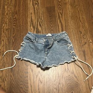 cutest JEAN SHORTS ever with ties.